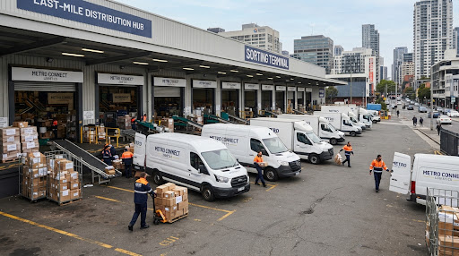 Urban last-mile distribution and logistics dispatch hub